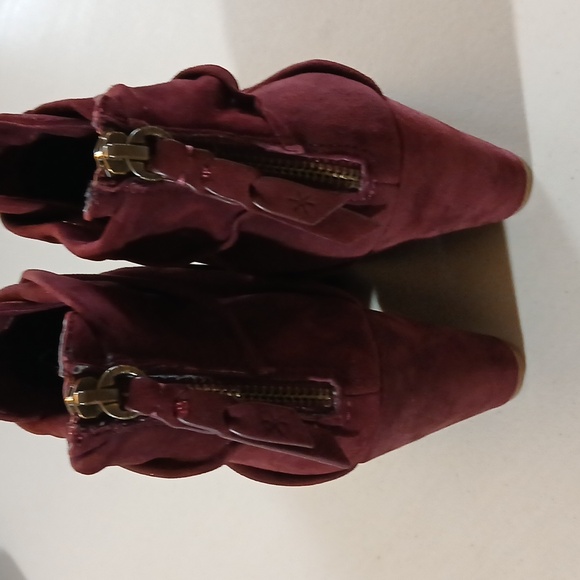 Splendid Womens 8.5 Suede Pointed Toe Burgundy Ankle Boots - Picture 4 of 15
